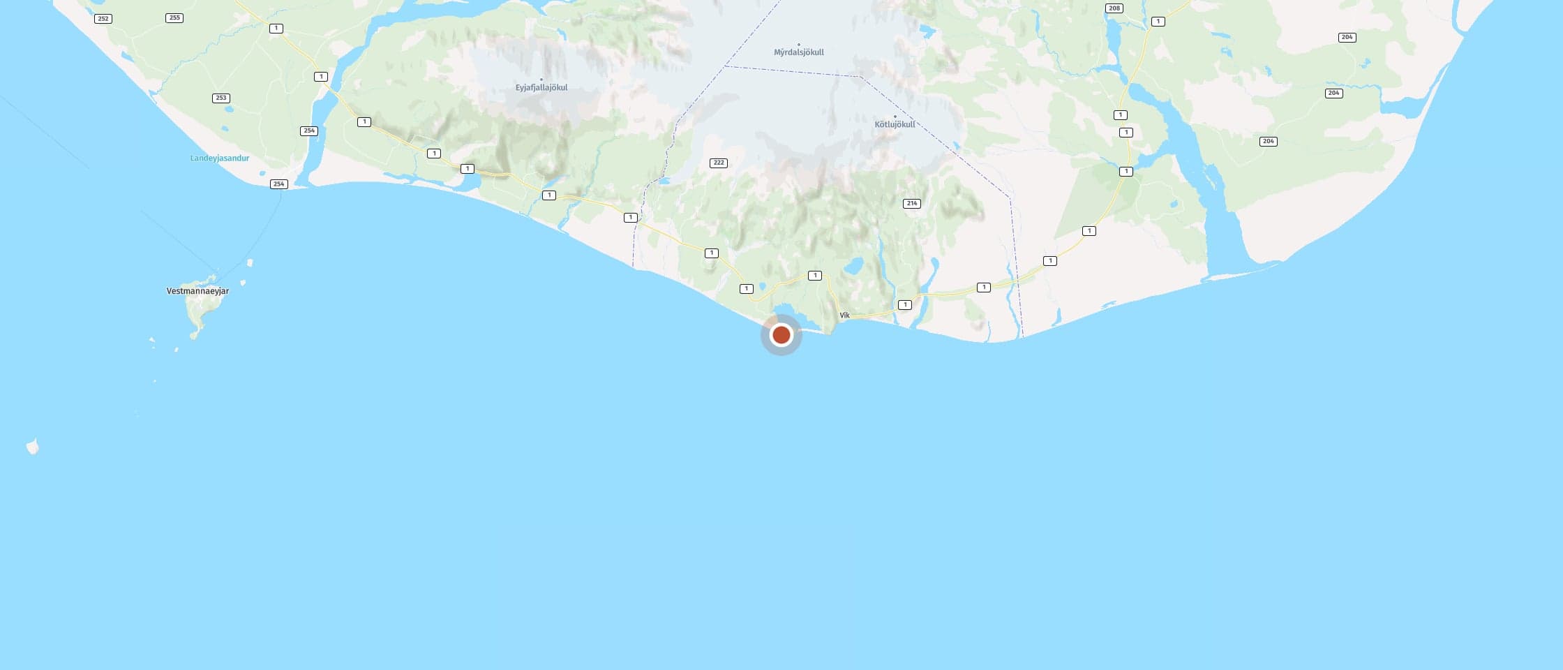 Karte: Spaziere zum Dyrhólaey Leuchtturm mit Blick auf schwarze Strände