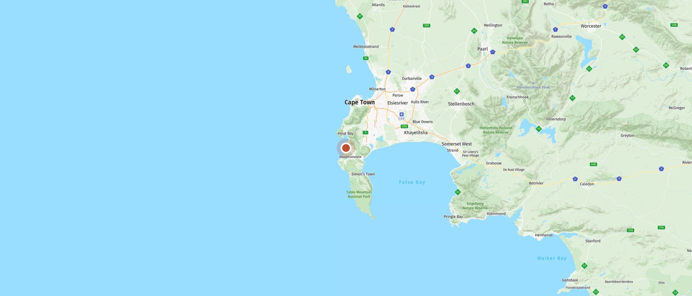 Karte: Fahre den spektakulären Chapman's Peak Drive entlang der Steilküste