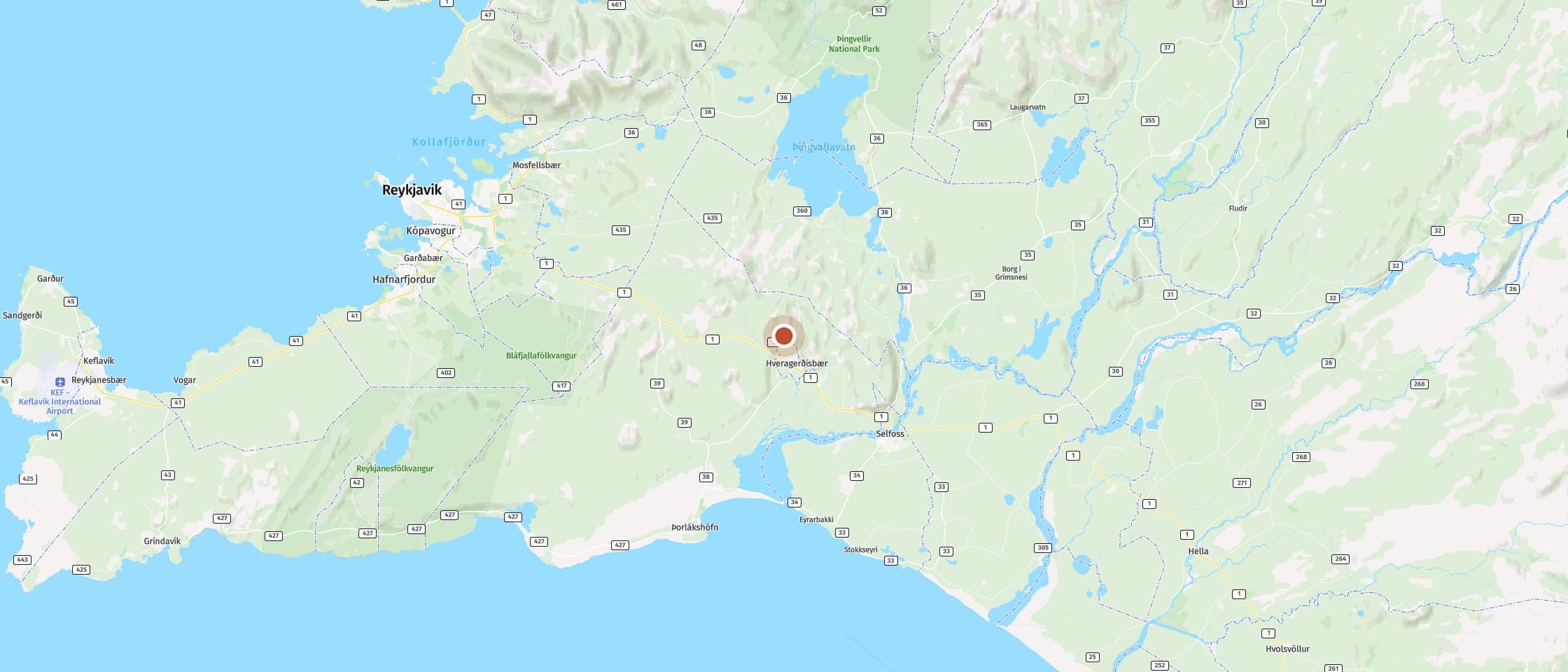 Karte: Stärke dich im Reykjadalur Café nach deiner Tour durch die Schlucht