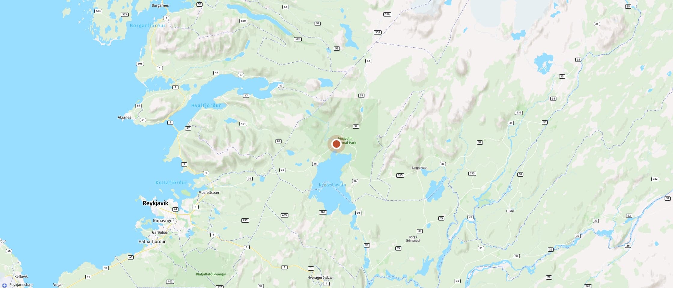 Karte: Spüre die Kraft des Öxarárfoss im Nationalpark Þingvellir
