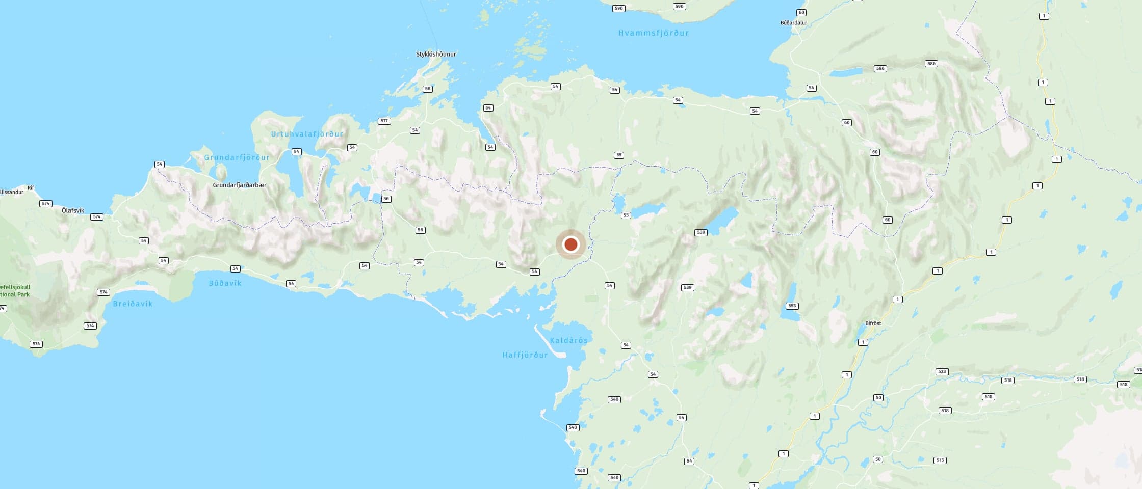 Karte: Staune über die symmetrischen Basaltsäulen der Gerðuberg Cliffs
