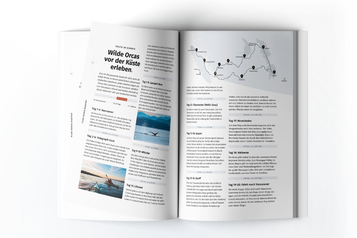 Route map in the travel guide