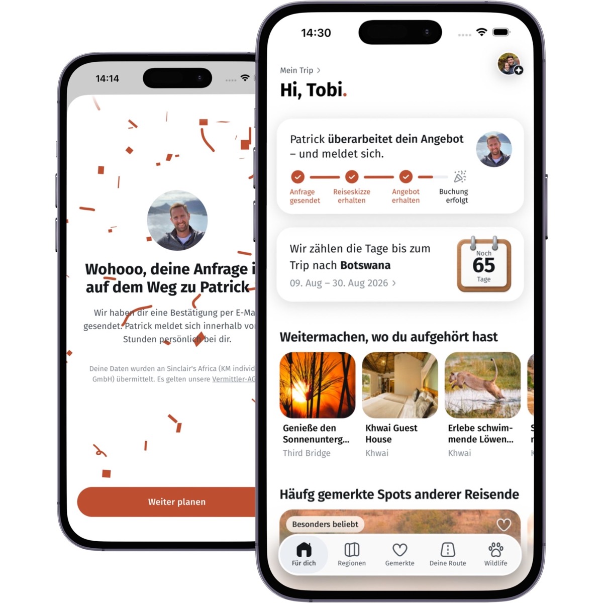 Booking request in the app