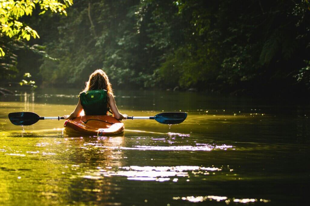 Paddle lautlos den Fluss hinauf mit Brüllaffen über dir